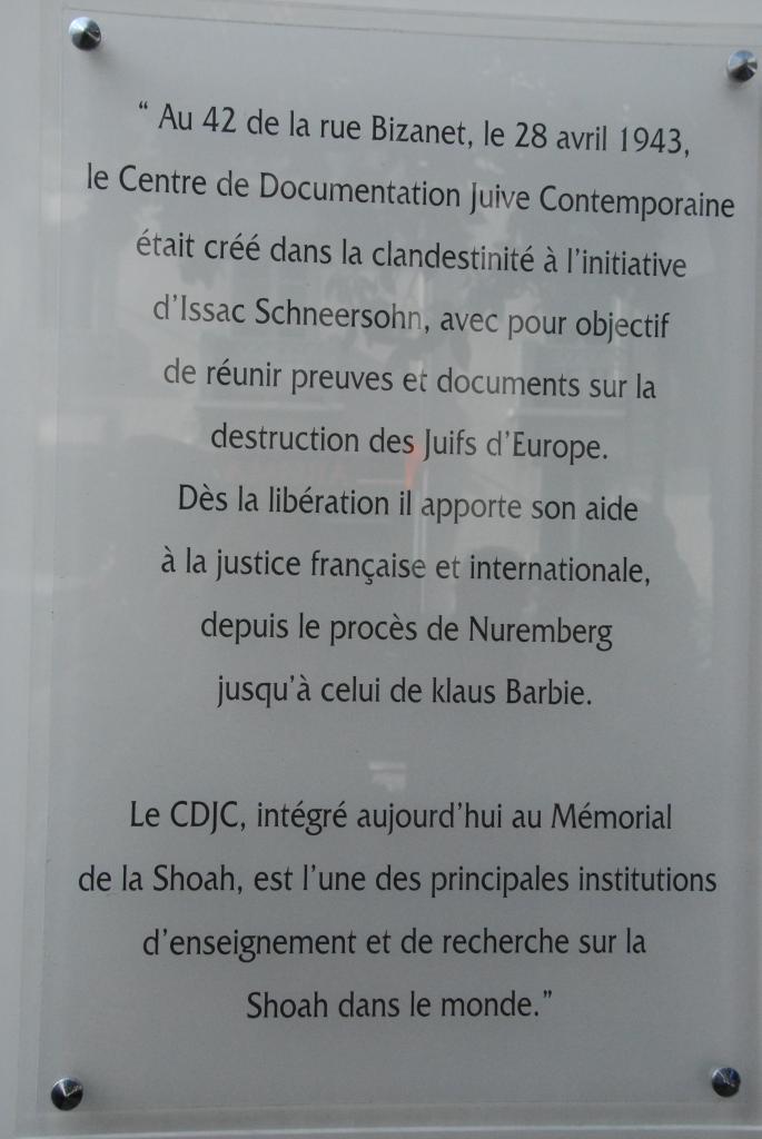 70ème anniversaire de la création du CDJC 23 Mai 2013